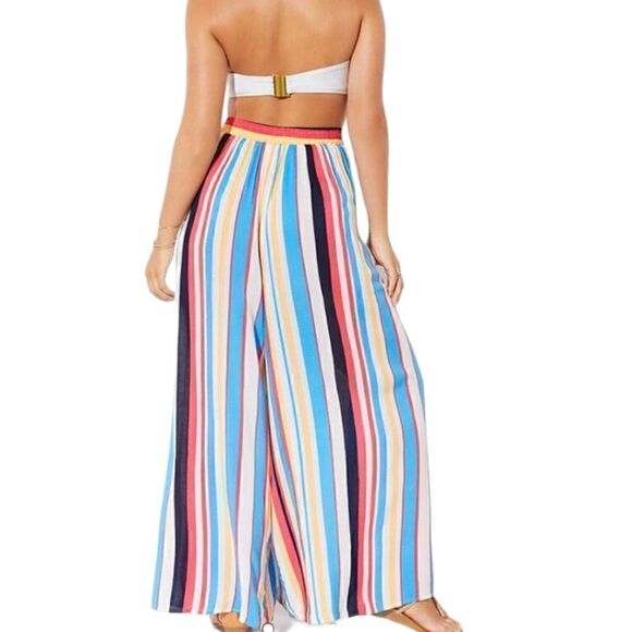 SWIMSUIT FOR ALL MARA BEACH LIGHT COLORED STRIPED PANT WITH SIDE SLITS SZ 22/24 - Picture 2 of 8